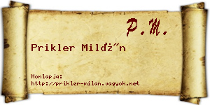 Prikler Milán névjegykártya