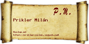 Prikler Milán névjegykártya